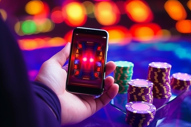 Pengguna memainkan slot online tajambet di ponsel dengan tampilan layar penuh yang responsif